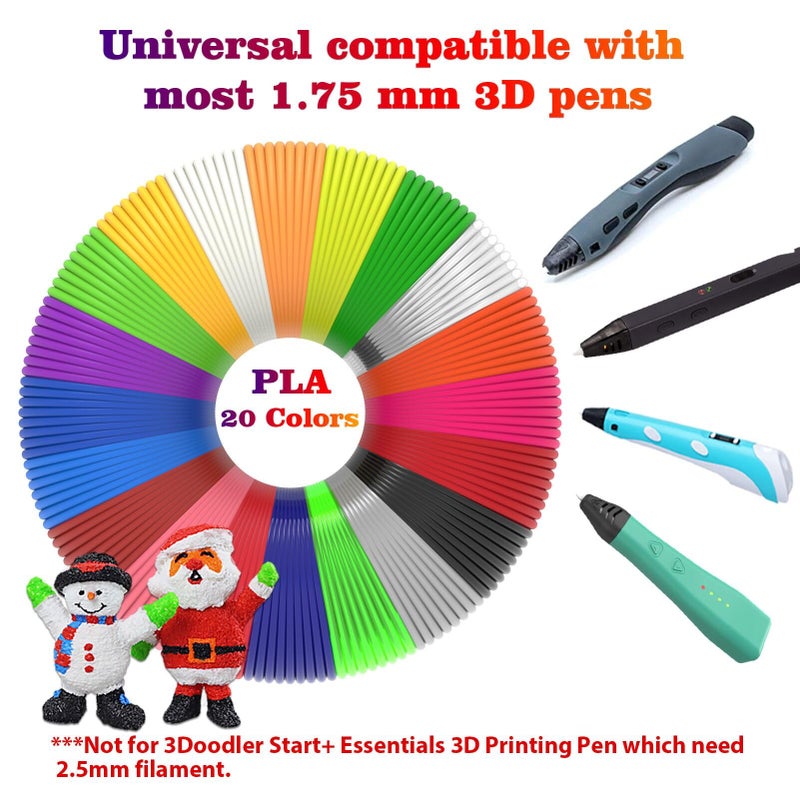 dikale 3D Pen Filament 400 Feet 20 Colors, dikale 3D Printing Pen Refills PLA Bonus 250 Stencil eBook, 3D Printer Pen Filament 1.75mm Smooth Printing - Image 4